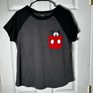 Disney Mickey Mouse Tee - Black and Gray with Red Pocketc XL, (15/17)